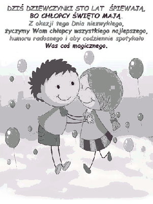 Kartka z dziećmi i życzeniami na dzień chłopaka
